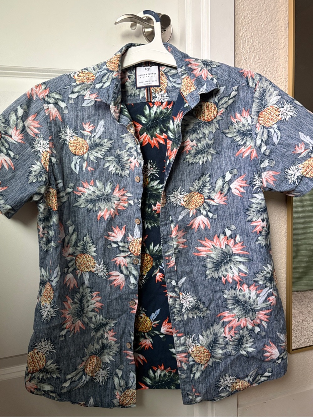 Denim & Flower Short-Sleeve Button-Up